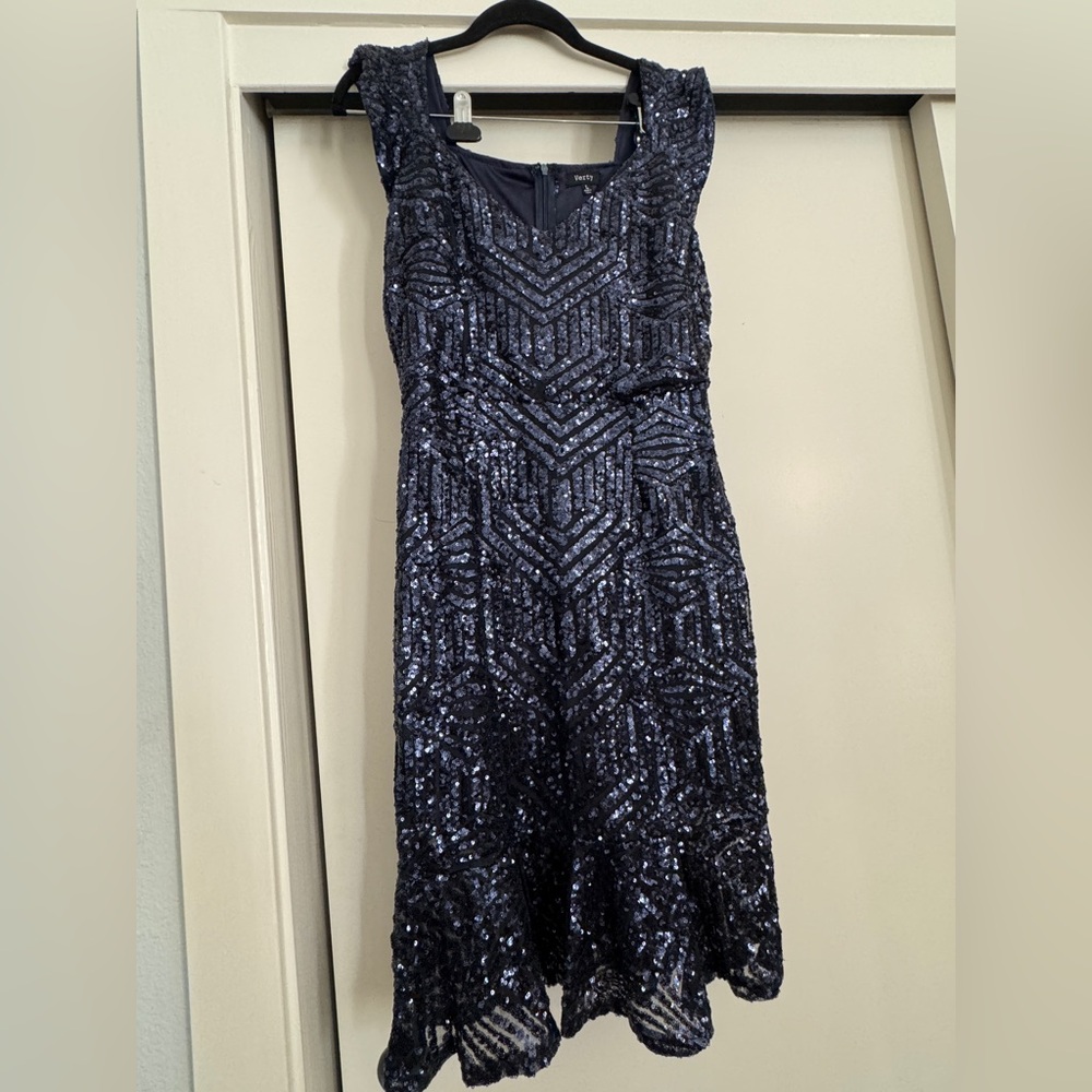 Elegant Dark Blue Sequin Dress